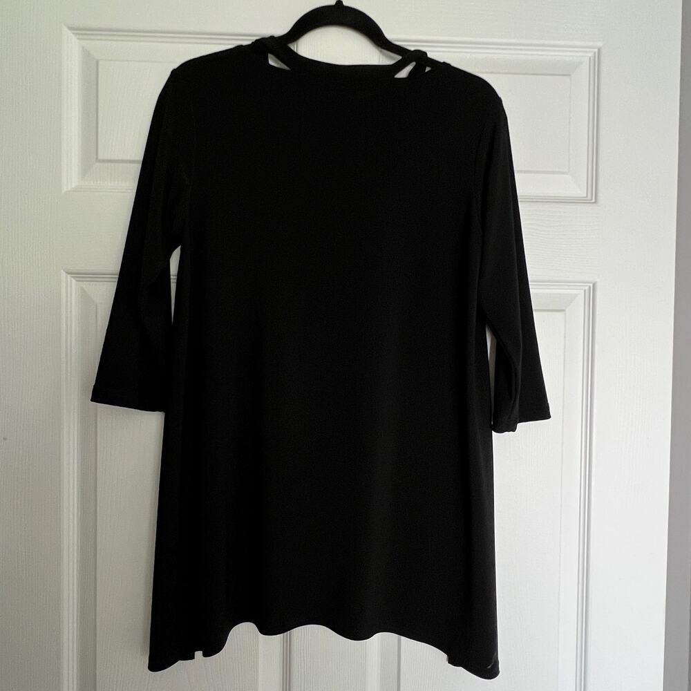 Sympli Tunic Top Women's Size 8 Black Curved Hem - Picture 2 of 5